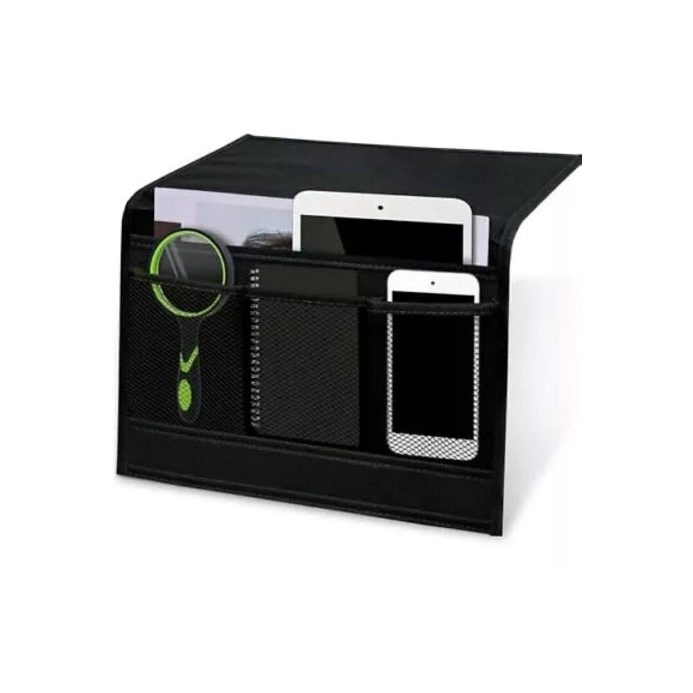 Bedside Storage Organizer, Bedside Caddy Couch Caddy for Remote Control Black